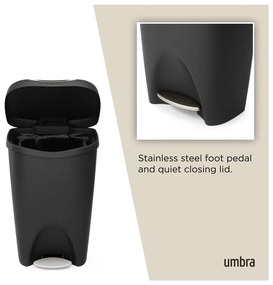 Bidone nero in plastica 50 l Brim - Umbra