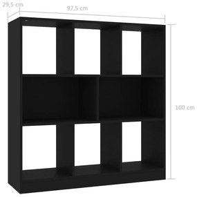 Libreria Nera 97,5x29,5x100 cm in Legno Multistrato