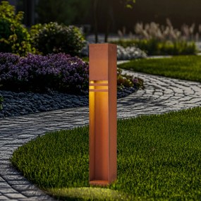 Lucande lampione a LED Oxido, color ruggine, acciaio corten