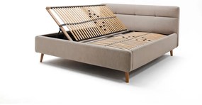 Letto matrimoniale imbottito beige con contenitore con griglia 160x200 cm Lotte - Meise Möbel