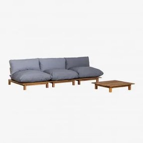 Divano modulare reclinabile in 3 pezzi con tavolino in legno di - Sklum
