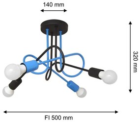 Lampadario a plafone OXFORD 4xE27/15W/230V nero/blu