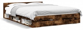 Giroletto Con Cassetti Rovere Fumo 160x200 Cm Legno Multistrato /
