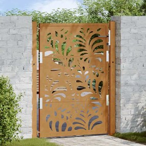 Cancello Da Giardino 105x130 Cm Acciaio Corten Design Ondulato /