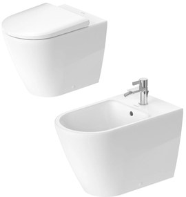 Duravit d-neo coppia sanitari vaso rimless e bidet a pavimento con sedile a chiusura rallentata bianco