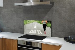 Pannello paraschizzi cucina Donna di strada che corre 100x50 cm