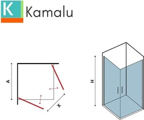 Kamalu - Box doccia angolare 65x80 due ante battenti finitura cromo | KS2800