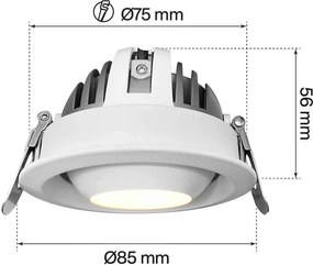 Faro LED da Incasso 12W Ø75mm IP40 Orientabile con driver Philips Colore Bianco Variabile CCT