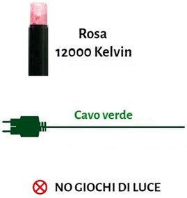 Catenaria Natalizia LED 11.6m IP65 Cavo VERDE Luce ROSA Colore Rosa 550 - 570 °K