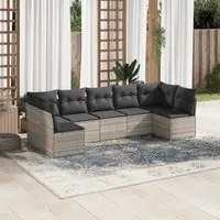 Set Divani da Giardino 7pz con Cuscini Grigio Chiaro Polyrattan 3217432