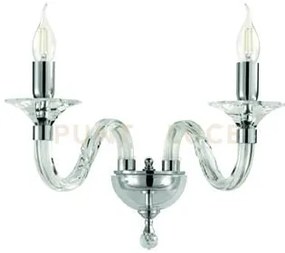 Applique gala 2 luci attacco e14 cristallo e cromo l.37cm
