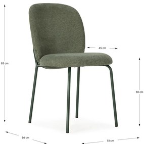 Sedie da pranzo in set verdi in imbottito 4 pz Daia – Marckeric