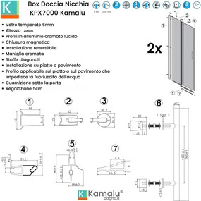 Box doccia nicchia 170 cm apertura saloon | KPX7000 - KAMALU