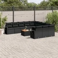 Set Divani da Giardino 12 pz con Cuscini Nero in Polyrattan 3257119