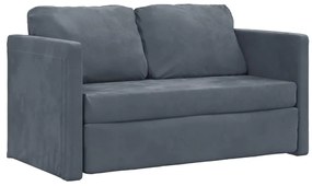 Divano letto da terra 2 in 1 grigio scuro 122x204x55 cm velluto