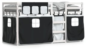 Letto A Castello Senza Materasso Bianco E Nero 90x200cm İn Pino /