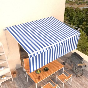 Tenda Sole Retrattile Manuale Con Parasole 4,5x3m Blu E Bianco /