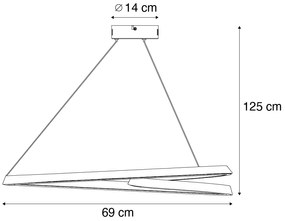 Lampada a sospensione scandinava nera 72 cm con LED dimmerabile a 3 livelli - Circuit