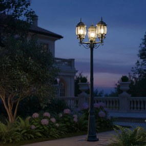 Lampione Storico con 3 Lanterne 215cm E27 IP54 Verde Anticato - Serie BELLINI
