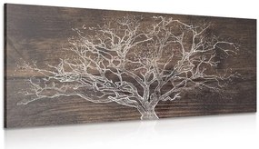 Quadro su tela – Albero su sfondo di legno
