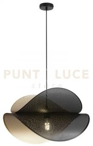 Lampadario a sospensione rhei-dot nera e oro doppio diffusore 1 luc...