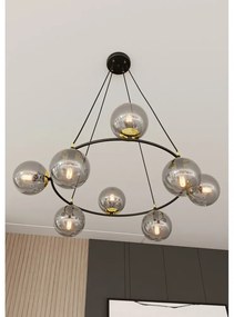 Lampadario a Sospensione AZURA 8 in Acciaio e Vetro 8xE14 Colore del corpo Nero e Grafite