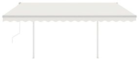 Tenda da Sole Retrattile Manuale con Pali 4,5x3,5 m Crema