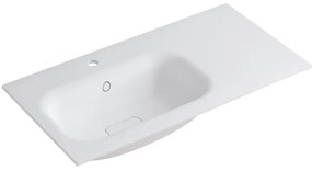 Lavabo a incasso rettangolare vasca a sinistra L 90.5 x H 15 x P 46 cm in resina bianco lucido