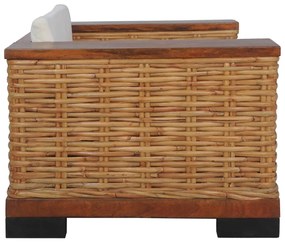 Set di divani 2 pz con cuscini in rattan naturale marrone