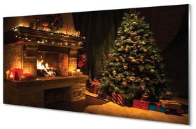 Quadro su vetro Albero di natale decorazioni per caminetti regali 100x50 cm