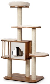 Costway Albero attività multilivello per gatti, Torre con tiragraffi in sisal trespolo felpato casetta e piattaforme