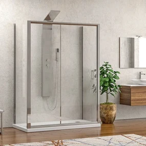 Kamalu - Box doccia 3 lati 80x100x80 apertura scorrevole vetro trasparente K410NS