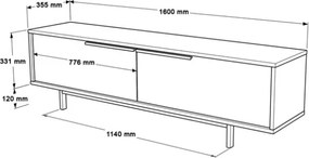 Mobile TV Con Piedini In Ferro 2 Ante Frontali 160x36x45 Ocean Legno