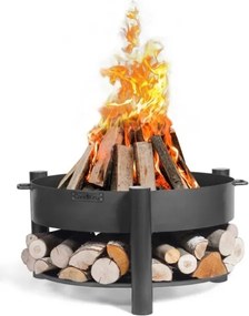 Braciere Da Giardino Artigianale In Ferro Con Porta Legna Montana 80 cm Cook King