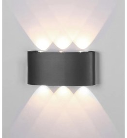 Applique LED design da esterno Arcs doppia luce grigio IP54, luce bianco caldo 53.3 lumen, MANTRA