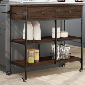 Carrello Da Cucina Rovere Marrone 105x42x95cm Legno Multistrato /