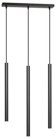 Lampadario 3 Luci Moderno Shu Acciaio Nero E Paralumi A Cilindri Sottili