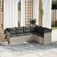 Set Divano da Giardino 6pz con Cuscini Grigio Chiaro Polyrattan 3217682