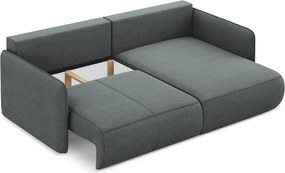 Divano angolare grigio allungabile/con contenitore (con penisola a destra) Nanea – Makamii