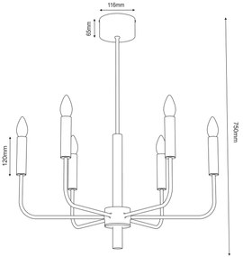 Lampadario a sospensione con filo AKASYA 6xE14/15W/230V nero/oro