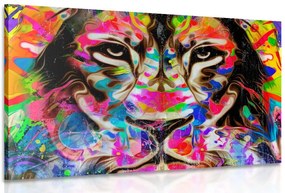 Quadro su tela – Testa di leone colorata