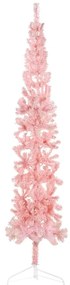 Albero Natale Artificiale Sottile A Metà E Supporto Rosa 240 Cm /