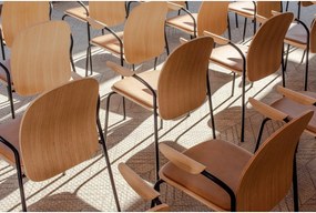 Sedie da pranzo in set marrone cognac/di colore naturale con effetto rovere con braccioli/impilabili 2 pz Book – Gazzda