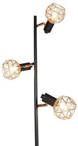 Lampada da terra nera con rame 3 luci - Mesh