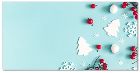Quadro in vetro acrilico Ornamenti di Natale con fiocchi di neve 100x50 cm