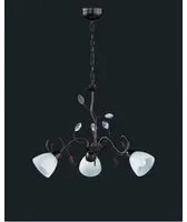 Sospensione Rustica 3xE14 Traditio Ruggine Coppe Vetro Bianco 70 cm Trio Lighting