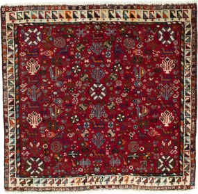 Shiraz Tappeto 60x60 Rosso (Iran) Annodato A Mano