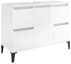 Mobile lavabo bianco lucido 80x33x60 cm in legno multistrato