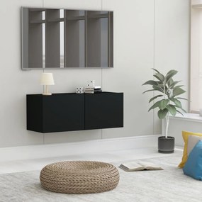 Mobile Porta Tv Nero 80x30x30 Cm İn Legno Multistrato /