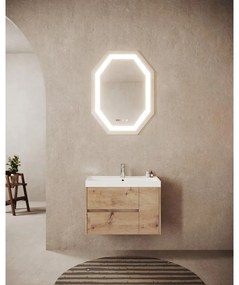 Mobile bagno sospeso con lavabo L 80 x H 51 x P 40 cm rovere oro in mdf, 1 anta 2 cassetti per vasca centrale Portofino